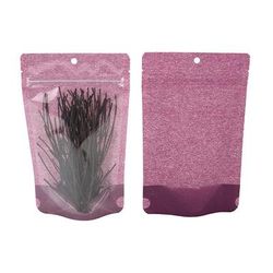 Medium Purple Rice Paper Stand Up Zip Gusset Pouch Bags w/ Clear Front - 4 ounces Size: 5 1/8" x 3 1/8" x 8 1/8" 100 Bags Pouches