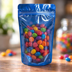 Brilliant Blue Stand Up Pouch with Hang Hole 5 7/8" x 3 1/2" x 9 1/8" 100 pack