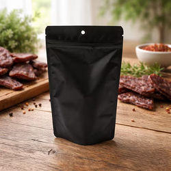 Matte Black Metallized Stand Up Zipper Pouch with Hang Hole 5 1/8" x 3 1/8" x 8 1/8" 100 pack
