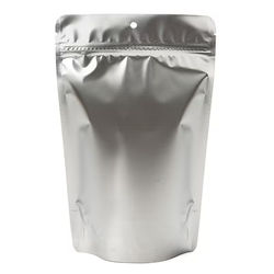 Silver Metallized Stand Up Zipper Pouch with Hang Hole 5 7/8" x 3 1/2" x 9 1/8" 100 pack