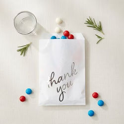 White Paper Silver Thank You Treat Bags 100 Pack 5" x 8"