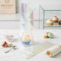 Iridescent Flat Bottom Gusset w/ Paper Insert| 2? x 2? x 8 1/4? 50 Pack