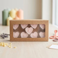Kraft Artisan Candy Box Set, Heart Insert 2 3/4" x 13/16" x 5 7/16" 25 pack