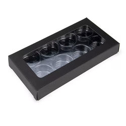Black Kraft Artisan Candy Box Set, Round Insert 2 3/4" x 13/16" x 5 7/16" 25 pack