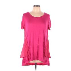 Ella Samani Short Sleeve T-Shirt: Pink Tops - Women's Size Large