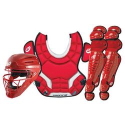 Pro Nine Armatus Elite Adult Baseball Catcher's Gear Set Scarlet