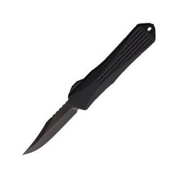Heretic Knives Auto Manticore E OTF Automatic Folding Knives 3in Black DLC Coated Elmax Steel Bowie Blade Black/ Purple Camo Carbon Fiber Back Handle