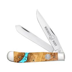 Whiskey Bent Knives Trapper Folding Knife Slip Joint 440 Steel Blade 4.125in Closed Length Acrylic Handle Turquoise River WB11-14