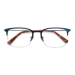 Unisex s rectangle Blue Metal Prescription eyeglasses - Eyebuydirect s Vimy