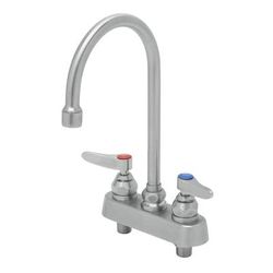 T&S S-1141 Deck Mount Faucet - 6" Swivel Gooseneck Spout, 4" Centers, Stainless Steel