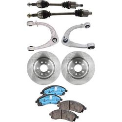 2006 Cadillac STS 7-Piece Kit Front, Driver and Passenger Side, Upper Control Arm, with Axle Assembly, Brake Discs, and Brake Pad Set, All Wheel Drive, 5 Lug, Perf Brakes, with MagneRide Suspension