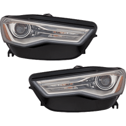 2016 Audi S6 Driver and Passenger Side Headlights, without Bulbs, Xenon, For Models with Auto Level Headlight