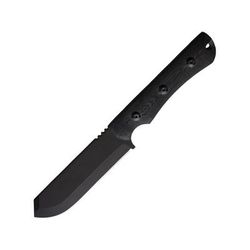 Jason Perry Blade Works Reverse Tanto Camp Knife 10.13in Overall 5in Black Powder Coated 1095HC Steel Blade Black G10 Handle Reverse Tanto Blade Kydex