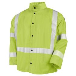 Revco Black Stallion 9oz Lime Safety Welding Jacket w/FR Reflective Tape