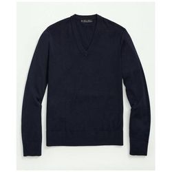 Brooks Brothers Men's Big & Tall Fine Merino Wool V-Neck Sweater | Navy | Size 3X Tall