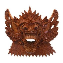 Royal Demon,'Acacia Wood Wall Mask of a Demon Queen from Bali'