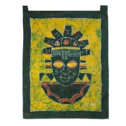 Batik wall hanging, 'Festac Mask'