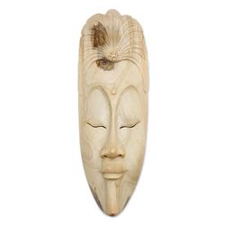 Wood mask, 'Mask with Flower'