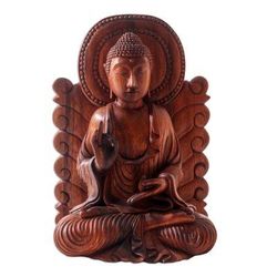 King of Kings,'Hand Carved Suar Wood Buddha Sculpture'