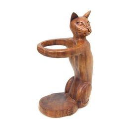 Wine-Loving Cat,'Hand Carved Wooden Cat Wine Bottle Holder'