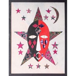 Thursday Born,'Traditional Cotton Batik Wall Art in Red and Pink Hues'