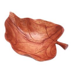 Floating Leaf,'Suar Wood Leaf Catchall Crafted in Indonesia'