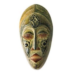 Akan wood mask, 'Royal Presence' - Hand Crafted Wood Mask