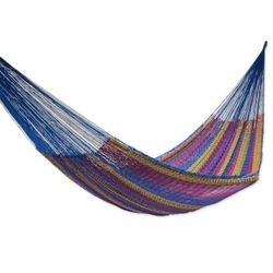 'Colors of Mexico' (double) - Cotton Striped Rope Hammock
