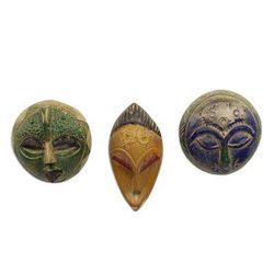 Sefam,'Set of 3 Petite Handcrafted Sese Wood African Masks'
