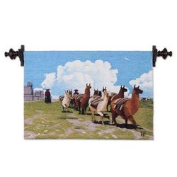 Herd of Llamas,'Hand Made Llama Themed Wool Tapestry from Peru'