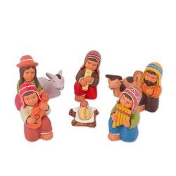 '9-Piece Music-Themed Hand-Painted Ceramic Nativity Scene'