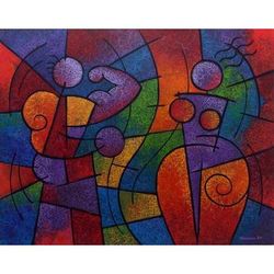 Man and Woman,'Cubist Abstract Portrait of a Couple in Jewel Colors'