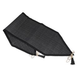 Night Geometry,'Black Cotton Blend Table Runner with Geometric Design'