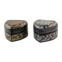 Heart to Heart,'Decorative Heart Shaped Lacquerware Boxes (Pair)'