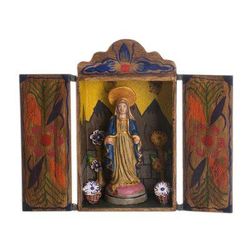 Virgin Mary,'Painted Wood Retablo Andes Folk Art Handmade in Peru'