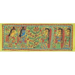 Krishna and the Tree of Life,'Krishna and the Tree of Life Authentic Madhubani Painting'