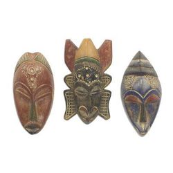 Mawunyo,'Set of 3 Authentic African Masks Handcrafted in Ghana'