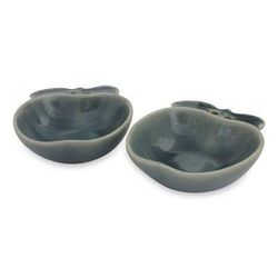 Celadon condiment dishes, 'Blue Apple' (pair)