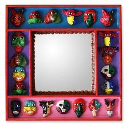 Mirror, 'Party of Masks' - Retablo Folk Art Wall Mirror
