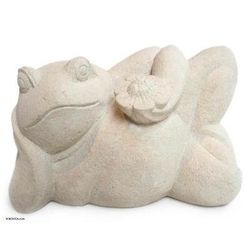 Sunflower Frog,'Hand Made Sandstone Statuette'