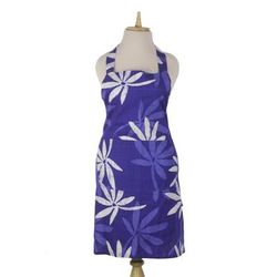 Kitchen Blossoms,'Handmade Floral Blue Batik Cotton Apron from West Africa'
