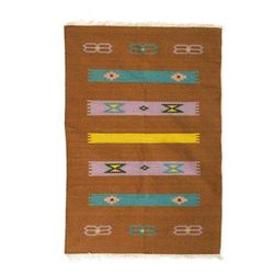 Sepia Delight,'Hand Woven 100% Wool Multicolor 4x6 Area Rug from India'