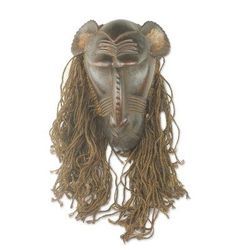 African wood and jute mask, 'Baule Gbekre II'