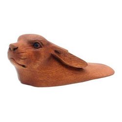 Rabbit Head,'Hand Carved Wood Rabbit Doorstop from Bali'