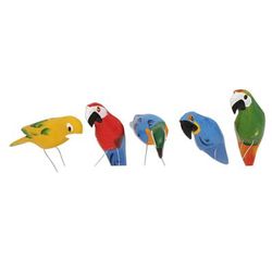 Delightful Parrots,'Wood Parrot Decorative Accents from Brazil (Set of 5)'