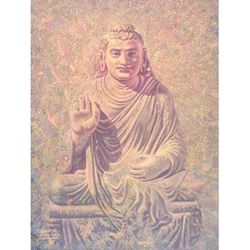 Concentration,'Signed Acrylic on Canvas Painting of Buddha'