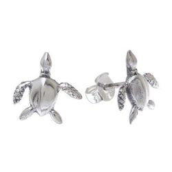 Sea Turtle Bliss,'Sterling Silver Sea Turtle Stud Earrings from Thailand'