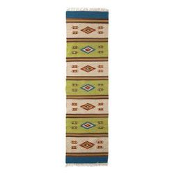 Wool runner, 'Diamond Oasis' (2.5x7.5)