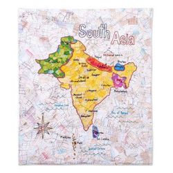 Map of Asia,'Handmade Patchwork South Asia Map Wall Hanging'