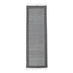 Fine Lines,'Grey and Ecru Wool Runner Rug from Oaxaca'